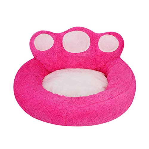 Haustierbett Kleine Hunde Katze Hundebett Plüsch Flauschig Katzenbett Pfotenform Hundekissen Abnehmbar Waschbar Katzenkissen Weich Hundesofa Rund Katzensofa Haustierkissen Welpen Sofa Zimmer Rosa von TCNGKIJIUK