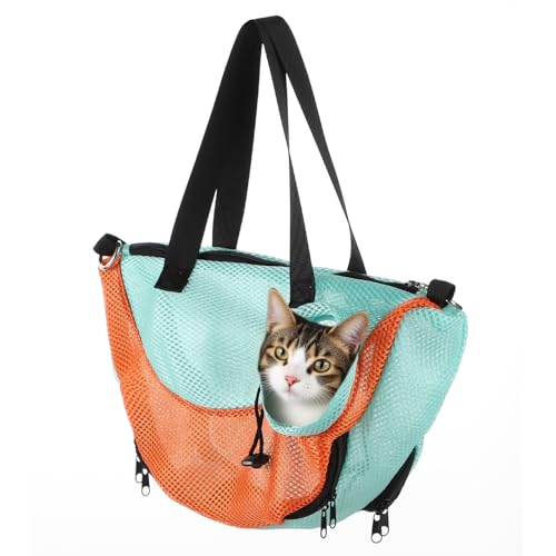 Transporttasche für Katzen und Hunde, verstellbare Schultertasche, für kleine Haustiere, atmungsaktiv, faltbar, für Urlaub, Outdoor, Walking von TCNGKIJIUK