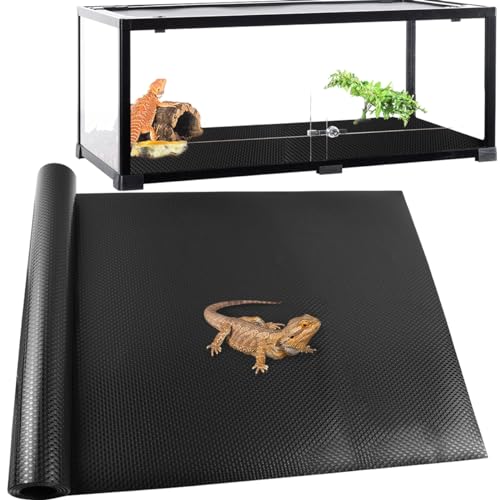 TCYPUHL Großer Reptilienteppich, Reptilienmatte, Bartagame, Bartagame, Panzerbodenbelag, Schlangeneinstreu, Bartagame, Tankzubehör (61 x 299,7 cm, 1 x schwarze, dickere Matte) von TCYPUHL