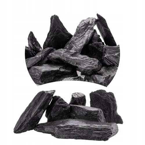 TD STONES Aquarium Schiefersteine Schwarz Holz 10 kg – Strukturierte Natursteine Deko für Aquascaping, Rückwand & Höhlen – Terrarium Zubehör – Handverlesen, Wasserneutral, Sofort Einsetzbar Dekosteine von TD STONES