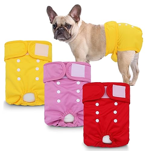 TDIAPERS Waschbare, wiederverwendbare Hundewindeln für Damen, 3 Stück, sehr saugfähige Hundewindeln für Hunde bei Hitze, Hundewindeln für Damen, Größe XL von TDIAPERS