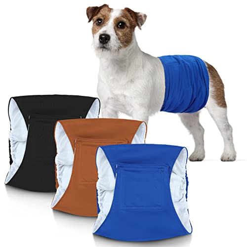 TDIAPERS Waschbare männliche Bauchbänder für Hunde, 3 Stück, Premium-Windeln für männliche Hunde, wiederverwendbare Hundewindeln, Größe XS von TDIAPERS