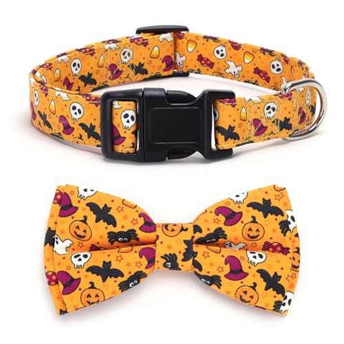 TDTOK Niedliches Halloween-Hundehalsband, langlebig, weiche Baumwolle, Herbst-Hundehalsband, verstellbares Halloween-Halsband mit Schleife für kleine, mittelgroße und große Hunde TDTOK Niedliches Halloween-Hundehalsband, langlebig, weiche Baumwolle, Herbst-Hundehalsband, verstellbares Halloween-Halsband mit Schleife für kleine, mittelgroße und große Hunde von TDTOK