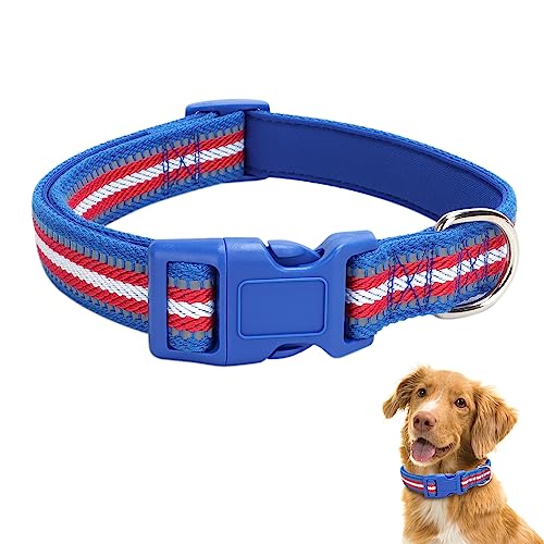 TDTOK Reflektierendes Nylon-Hundehalsband, niedliches, weiches Neopren, gepolstertes Hundehalsband für große, mittelgroße und kleine Hunde mit Kunststoff-Sicherheitsschnalle, verstellbare, bequeme von TDTOK