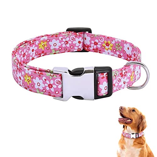 TDTOK Verstellbares Hundehalsband mit Blumenmuster, niedliches Blumenmädchen-Hundehalsband für kleine, mittelgroße und große Hunde, weiche, passend für Halsumfang: 24 cm,57 cm von TDTOK