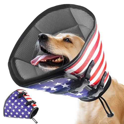 TDTOK Weiches Hundehalsband, verstellbare Flagge, Hundekegel-Alternative für große, mittelgroße und kleine Hunde nach Operationen, atmungsaktiv, bequem, um Lecken zu stoppen TDTOK Weiches Hundehalsband, verstellbare Flagge, Hundekegel-Alternative für große, mittelgroße und kleine Hunde nach Operationen, atmungsaktiv, bequem, um Lecken zu stoppen von TDTOK