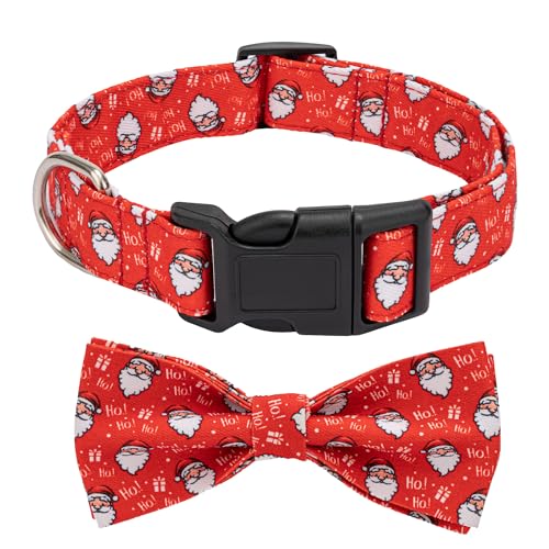 TDTOK Weihnachten Hundehalsband, Verstellbares Weiches Hund Weihnachtshalsband mit Schleife, Rot Niedlich Weihnachtsmann Hundehalsband für Kleine Mittlere Große Hunde Langlebiges von TDTOK