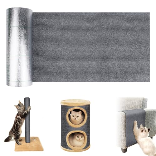 200cmx30cm Selbstklebend Kratzteppich Katze Wand, Katzenkratzmatte für Sofa, DIY Kratzmatte Selbstklebend, Kratzmatte Katze DIY Trimmbarer für Schützt Teppiche Sofa Möbelschutz （Dunkelgrau） von TDUNSYA