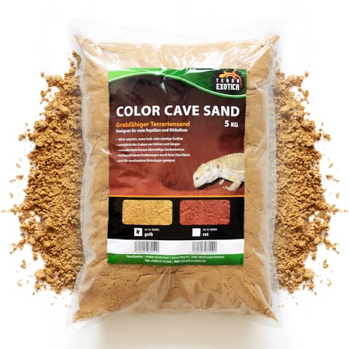 Terrarium Sand Color Cave Sand gelb in 5, 10 und 25 Kg - natürlicher, grabfähiger Sand zum Bauen von Höhlen und Verstecken - für Reptilien, Wirbellose & versch. Kleinsäuger (5 Kg) von Terra Exotica