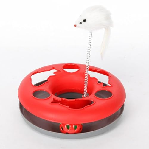 TEAFIRST Katzenspielzeug, Mausball, stabile Basis mit Plüschmaus und rollendem Ball, Haustier-Karussell, Rot, 22,9 x 22,9 x 6,3 cm TEAFIRST Katzenspielzeug, Mausball, stabile Basis mit Plüschmaus und rollendem Ball, Haustier-Karussell, Rot, 22,9 x 22,9 x 6,3 cm von TEAFIRST