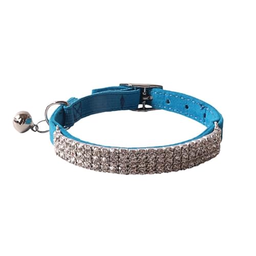 Verstellbares Haustierhalsband, Wildleder, für Katzen, Kätzchen, Welpen, Sicherheitsentriegelung, Strass, 4 Farben (blau) von TEAFIRST