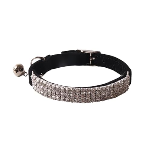 Verstellbares Haustierhalsband, Wildleder, für Katzen, Kätzchen, Welpen, Sicherheitsentriegelung, Strass, 4 Farben (schwarz) von TEAFIRST