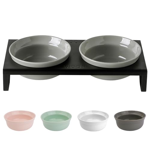 Keramik-Hundenapf-Set, 15,2 cm breit, Futter- und Wassernäpfe, erhöhte Futternäpfe mit Metallständer für Indoor-Katzen und mittelgroße Hunde, 2 Näpfe + 1 Ständer für Nass- und Trockenfutter, Grau Keramik-Hundenapf-Set, 15,2 cm breit, Futter- und Wassernäpfe, erhöhte Futternäpfe mit Metallständer für Indoor-Katzen und mittelgroße Hunde, 2 Näpfe + 1 Ständer für Nass- und Trockenfutter, Grau von TEAKISS