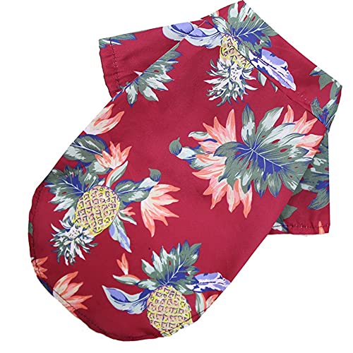 TEBX Hunde-Shirt, für den Sommer, Strand, hawaiianisches Blumenmuster, für kleine und große Hunde, Chihuahua, Katzenbekleidung (XL, rot) von TEBX