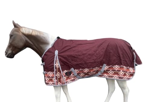 Tech Equestrian 1200 Denier Regendecke für Pferde, Pferdedecke, wasserdicht und atmungsaktiv, Kastanienbraun, mit Aztekenunterteil, 72) von TECH EQUESTRIAN