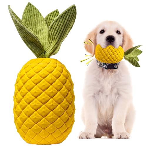 Ananas Hundekauspielzeug Kauspielzeug Hund Unzerstörbares Hundespielzeug Interaktives Hundespielzeug Gummi Spielzeug Hund Ananas Dog Toys Hunde Quietschspielzeug Für Drinnen Und Draußen von TECHEEL