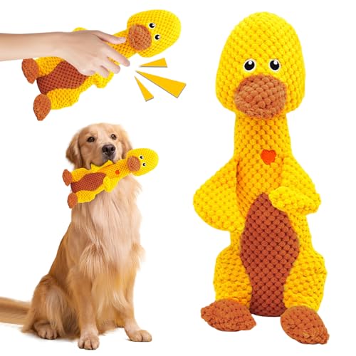 TECHEEL Hundespielzeug Ente Anti Stress Ente Hund Quak-Quak Ente Hundespielzeug Quack-Quack Duck Dog Toy Kuscheltier Ente Dog Beruhigende Enten Hunde Soundspielzeug für Hunde Plüschtier von TECHEEL