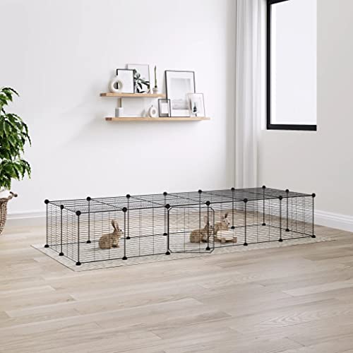 Furniture Set-28-Panel Haustierkäfig mit Tür, schwarz, 35 x 35 cm, Stahl von TECHPO