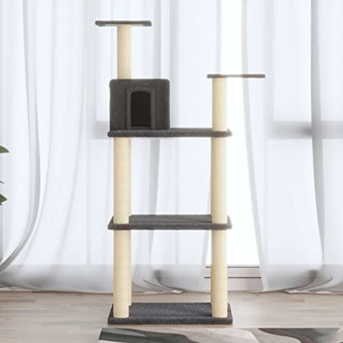 Home Furniture Kratzbaum mit Sisal-Kratzstämmen, dunkelgrau, 119 cm Gr von TECHPO