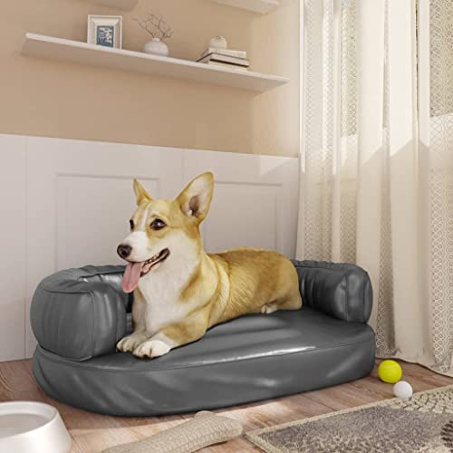 TECHPO Dog Supplies Ergonomisches Hundebett aus Schaumstoff, Grau, 60 x 42 cm, Kunstleder, Tiere & Haustierbedarf von TECHPO