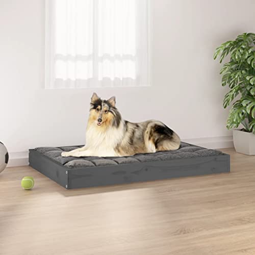 TECHPO Dog Supplies Hundebett Grau 91,5 x 64 x 9 cm Massivholz Kiefer Tiere & Haustierbedarf von TECHPO