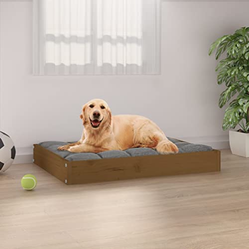 TECHPO Dog Supplies Hundebett Honigbraun 71,5 x 54 x 9 cm Massivholz Kiefer Tiere & Haustierbedarf von TECHPO