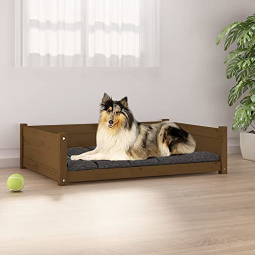 TECHPO Dog Supplies Hundebett Honigbraun 95,5 x 65,5 x 28 cm Kiefer Massivholz Tiere & Haustierbedarf von TECHPO