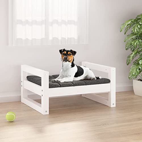 TECHPO Dog Supplies Hundebett Weiß 55,5 x 45,5 x 28 cm Kiefer Massivholz Tiere & Haustierbedarf von TECHPO