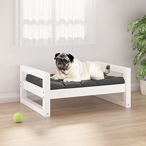 TECHPO Dog Supplies Hundebett Weiß 65,5 x 50,5 x 28 cm Kiefer Massivholz Tiere & Haustierbedarf von TECHPO