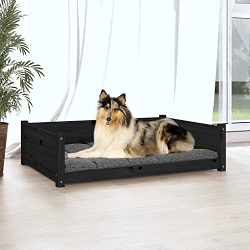 TECHPO Dog Supplies Hundebett schwarz 95,5 x 65,5 x 28 cm Kiefer Massivholz Tiere & Haustierbedarf von TECHPO