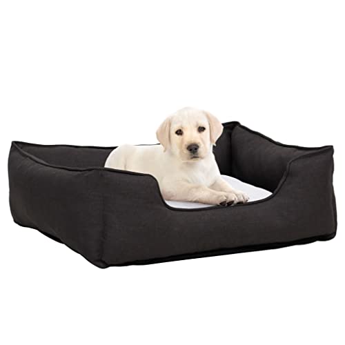 TECHPO Furniture-sets-Hundebett dunkelgrau und weiß 85,5x70x23 cm Leinenoptik Fleece von TECHPO