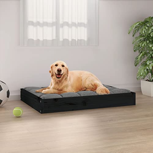 TECHPO Furniture-sets-Hundebett schwarz 71,5x54x9 cm Massivholz Kiefer von TECHPO