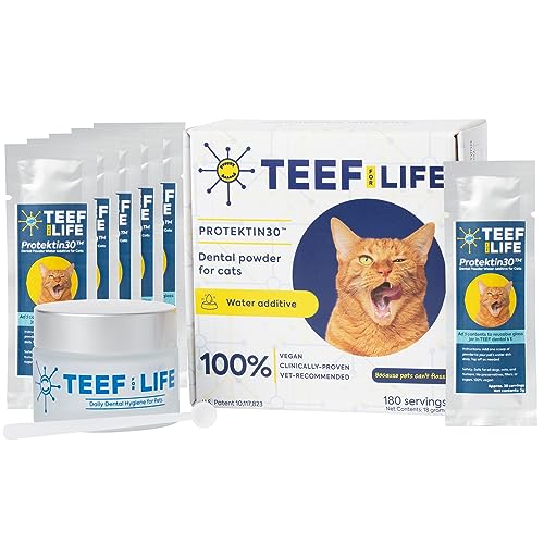 TEEF for Life Protektin30 Pflanzlicher Wasserzusatz für Katzen, tägliche Zahnpflege, klinisch erprobte Formel bekämpft Zahnbelag und Zahnstein auf natürliche Weise, Dental Kit mit 180 Portionen von TEEF for Life