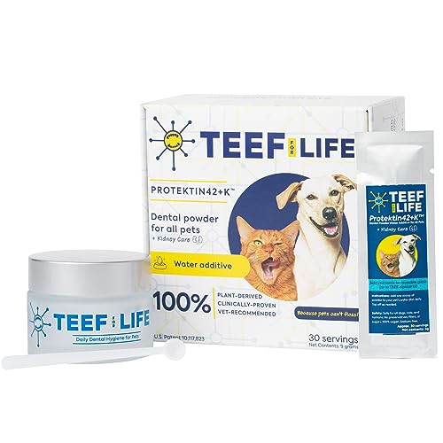 TEEF for Life Protektin42+K Pflanzliche tägliche Zahnpflege für alle Haustiere (natriumfrei), Zahnwasserzusatz, klinisch erprobte Formel bekämpft auf natürliche Weise Plaque und Zahnstein, Dental Kit von TEEF for Life