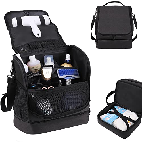 TEFGTER Hunde- und Katzenpflegetasche, verstellbare Fächer, wandmontierte Haustier-Reisetasche mit Kotbeutel für Haustierpflege, Aufbewahrungstücher, Haarentferner, Nagelschneider, Kamm, Shampoo TEFGTER Hunde- und Katzenpflegetasche, verstellbare Fächer, wandmontierte Haustier-Reisetasche mit Kotbeutel für Haustierpflege, Aufbewahrungstücher, Haarentferner, Nagelschneider, Kamm, Shampoo von TEFGTER