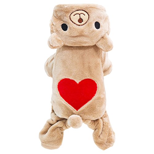 Love Bear Haustier-Sweatshirt mit Kapuze für kleine Hunde, warm, für Haustiere, Winterpullover, Chihuahua-Outfits, Kleidung, Hundezubehör, Größe XS, Braun von TEHAUX