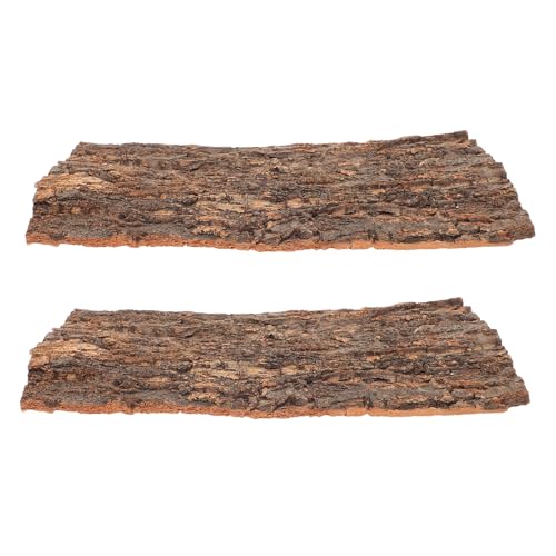 TEHAUX 2 Stück Reptilienverstecke aus Baumrinde – Korkrinde für Reptilien, Kletterplattform für Schildkröten, Terrariendekorationen, Hellbraun, 29,5 X 20,3 X 2,0 cm von TEHAUX
