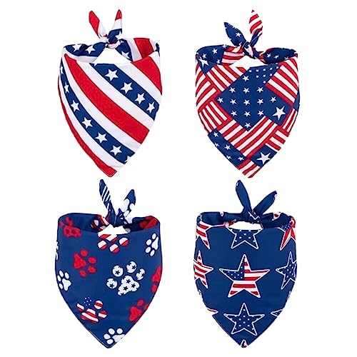 TEHAUX 4 Stück Dreieckstuch Für Haustiere Halstuch Für Welpen Usa-Kleidung Welpe Halstuch Haustierschal Der Amerikanischen Flagge Hundehalstuch Wahltag Polyester Zubehör Speichel von TEHAUX