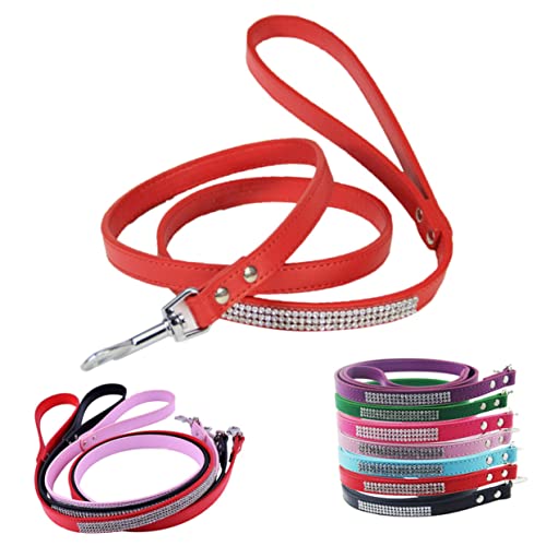 TEHAUX Hundeleine Aus Pu-Leder Mit Glitzernden Strasssteinen Für Training Und Zubehör Für Hunde Farbe Rot Für Den Täglichen Gebrauch Für Katzen Und Hunde TEHAUX Hundeleine Aus Pu-Leder Mit Glitzernden Strasssteinen Für Training Und Zubehör Für Hunde Farbe Rot Für Den Täglichen Gebrauch Für Katzen Und Hunde von TEHAUX