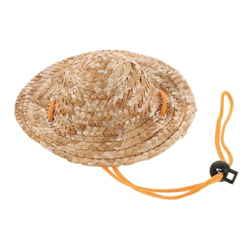 TEHAUX Strohhut Katze Sombrero- Strohhut für Haustiere Verstellbarer Hawaii- Garten- Sonneneimer für Hunde Katzen Katze - Requisite für Den Täglichen Gebrauch Wochenendpartys Strohhut Hund von TEHAUX