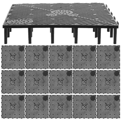 TEHAUX Untere Filterplatte für Aquarien, 20 Stück, Aquarium-Bodengitter, Sandkies, Filterplatte, PVC-Spleißkombination, Schindel-Bodenfilter (schwarz) von TEHAUX