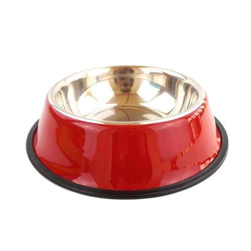 TEHAUX Wasserspender für Haustiere, 1 Stück, 18 cm, Edelstahl, Futternapf für Hunde und Katzen, Rot von TEHAUX