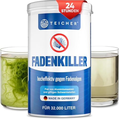 Teicher Fadenalgenvernichter Teich – Algen frei in 24h Anti Fadenalgen, Aktivsauerstoff Formel, ohne Schwermetalle, Algenvernichter für Gartenteiche - Made in Germany von TEICHER