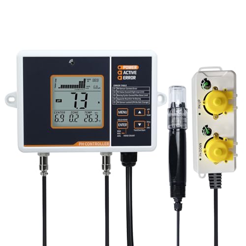 pH Controller mit Temperaturkompensation, Dual Relais Digital pH Monitor, Professionelles pH-Messgerät für Hydrokultursystem und Zimmerpflanzenwachstum, Aquarium, Bauerngarten pH Controller mit Temperaturkompensation, Dual Relais Digital pH Monitor, Professionelles pH-Messgerät für Hydrokultursystem und Zimmerpflanzenwachstum, Aquarium, Bauerngarten von TEKCOPLUS