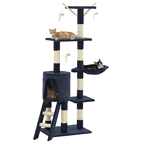 Cat Supplies Kratzbaum mit Sisal-Kratzstämmen 138 cm dunkelblau Tiere & Haustierbedarf von TEKEET