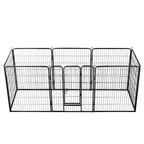 Dog Supplies Laufstall für Hunde, 8 Paneele, Stahl, 80 x 100 cm, Schwarz Tiere & Haustierbedarf von TEKEET