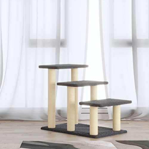 Home Furniture Kratzbaum mit Sisal-Kratzstämmen, Dunkelgrau, 50,5 cm von TEKEET