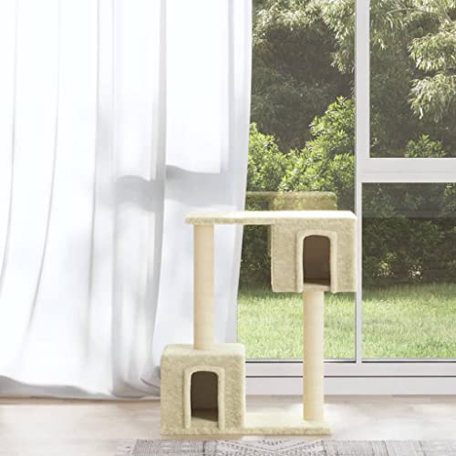 Home Furniture Kratzbaum mit Sisal-Kratzstämmen, cremefarben, 60 cm von TEKEET