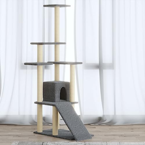 Home Furniture Kratzbaum mit Sisal-Kratzstämmen hellgrau 155 cm von TEKEET