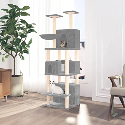 Home Furniture Kratzbaum mit Sisal-Kratzstämmen hellgrau 180 cm von TEKEET